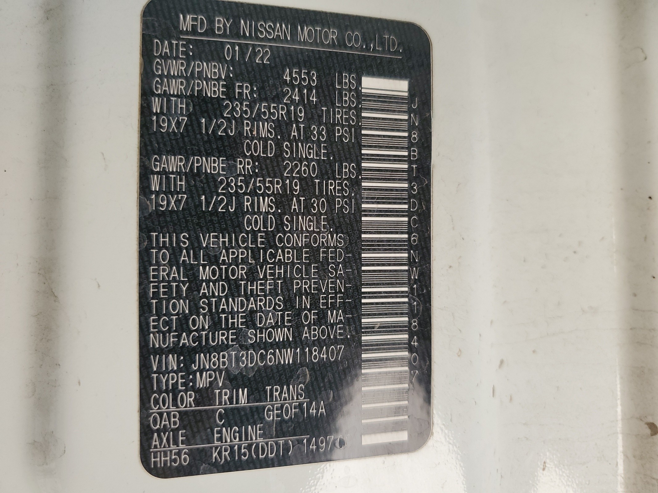 JN8BT3DC6NW118407 2022 Nissan Rogue Platinum