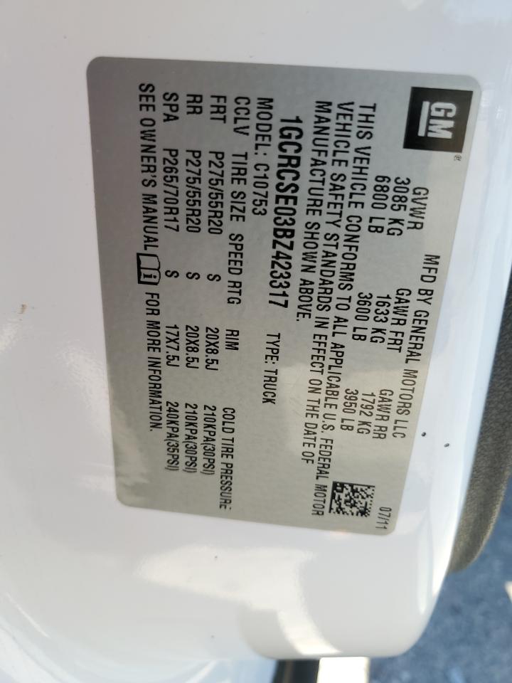 2011 Chevrolet Silverado C1500 Lt VIN: 1GCRCSE03BZ423317 Lot: 57494354