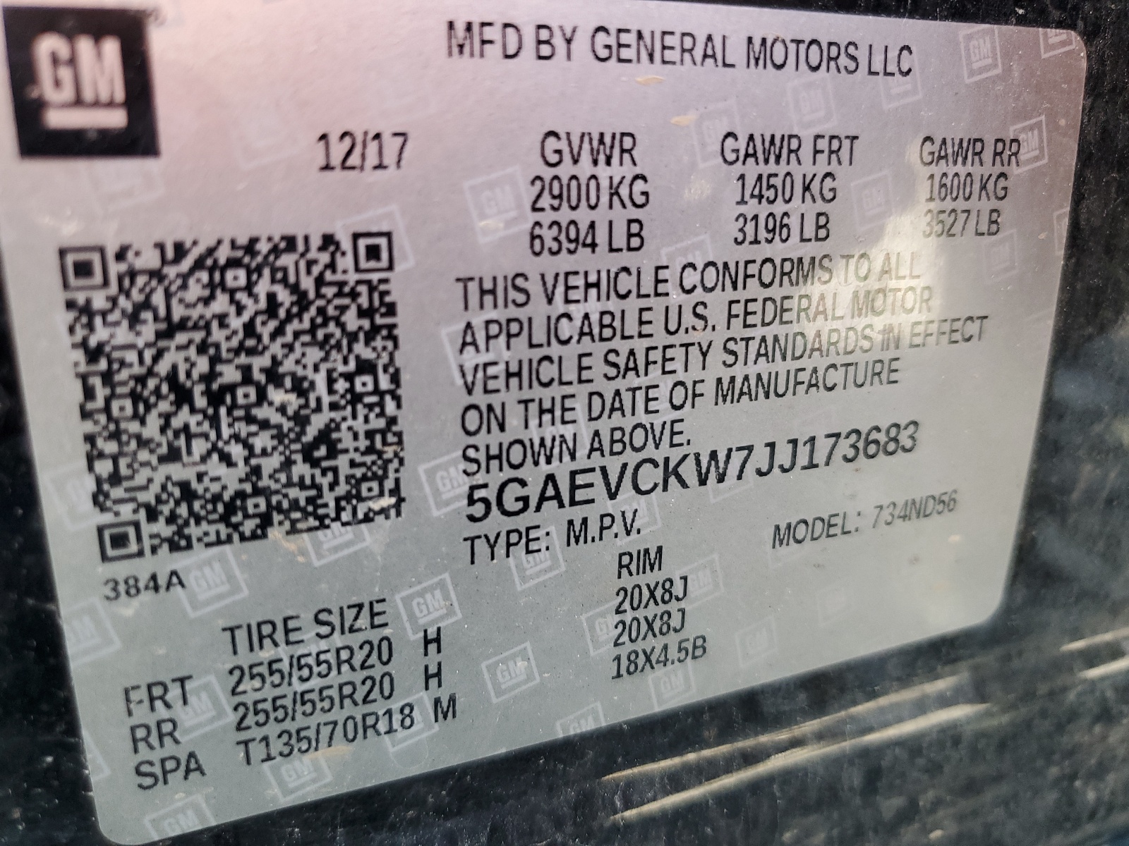 5GAEVCKW7JJ173683 2018 Buick Enclave Avenir