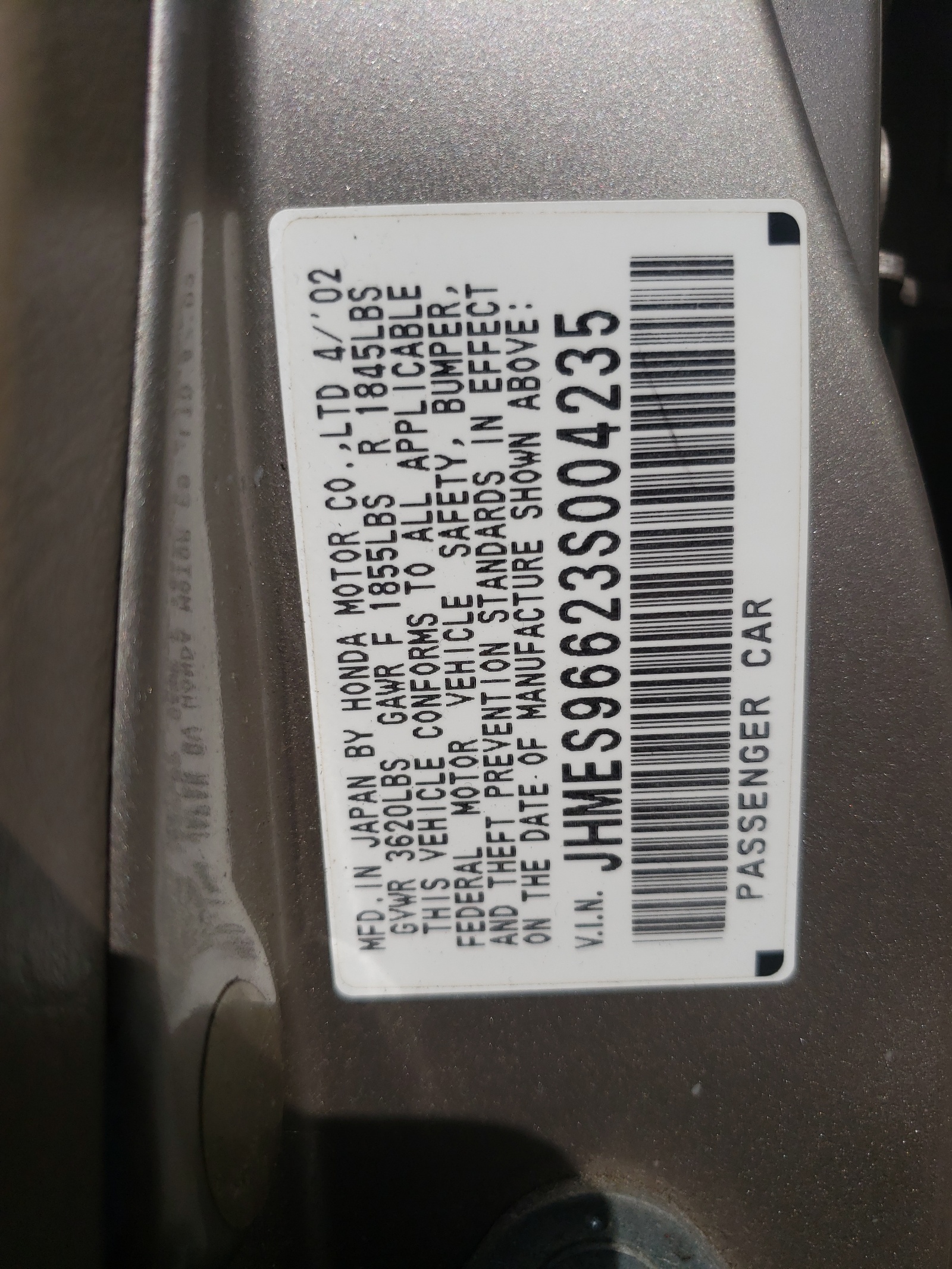 JHMES96623S004235 2003 Honda Civic Hybrid