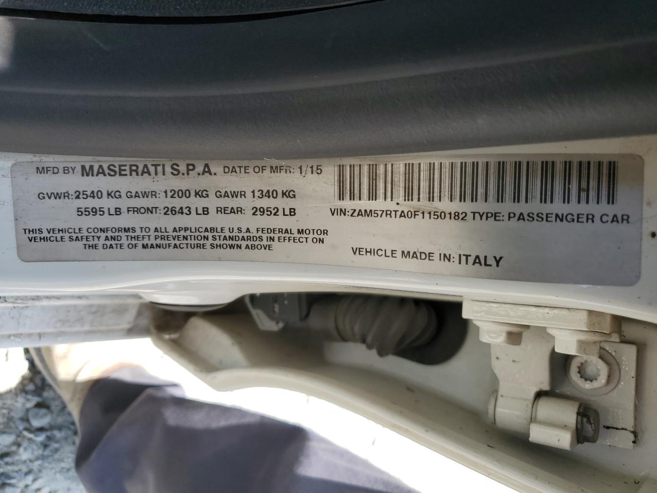 ZAM57RTA0F1150182 2015 Maserati Ghibli S