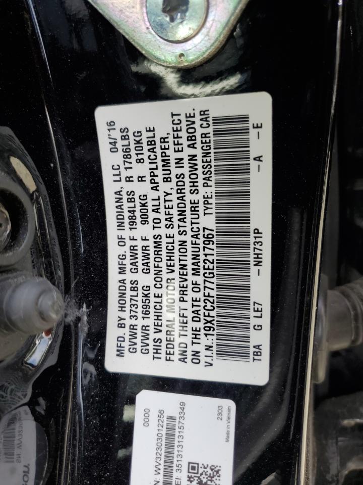 19XFC2F77GE217967 2016 Honda Civic Ex