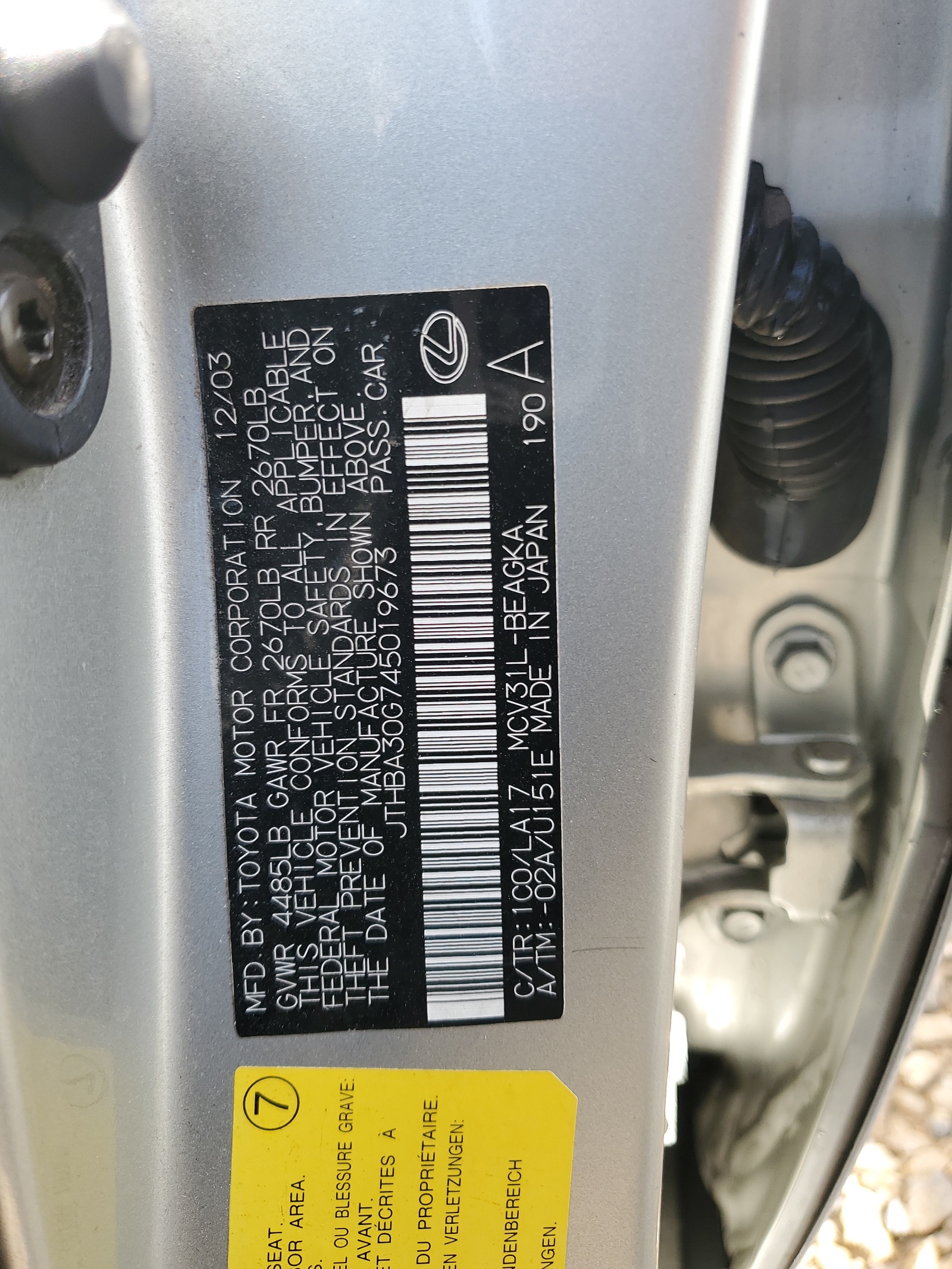 JTHBA30G745019673 2004 Lexus Es 330