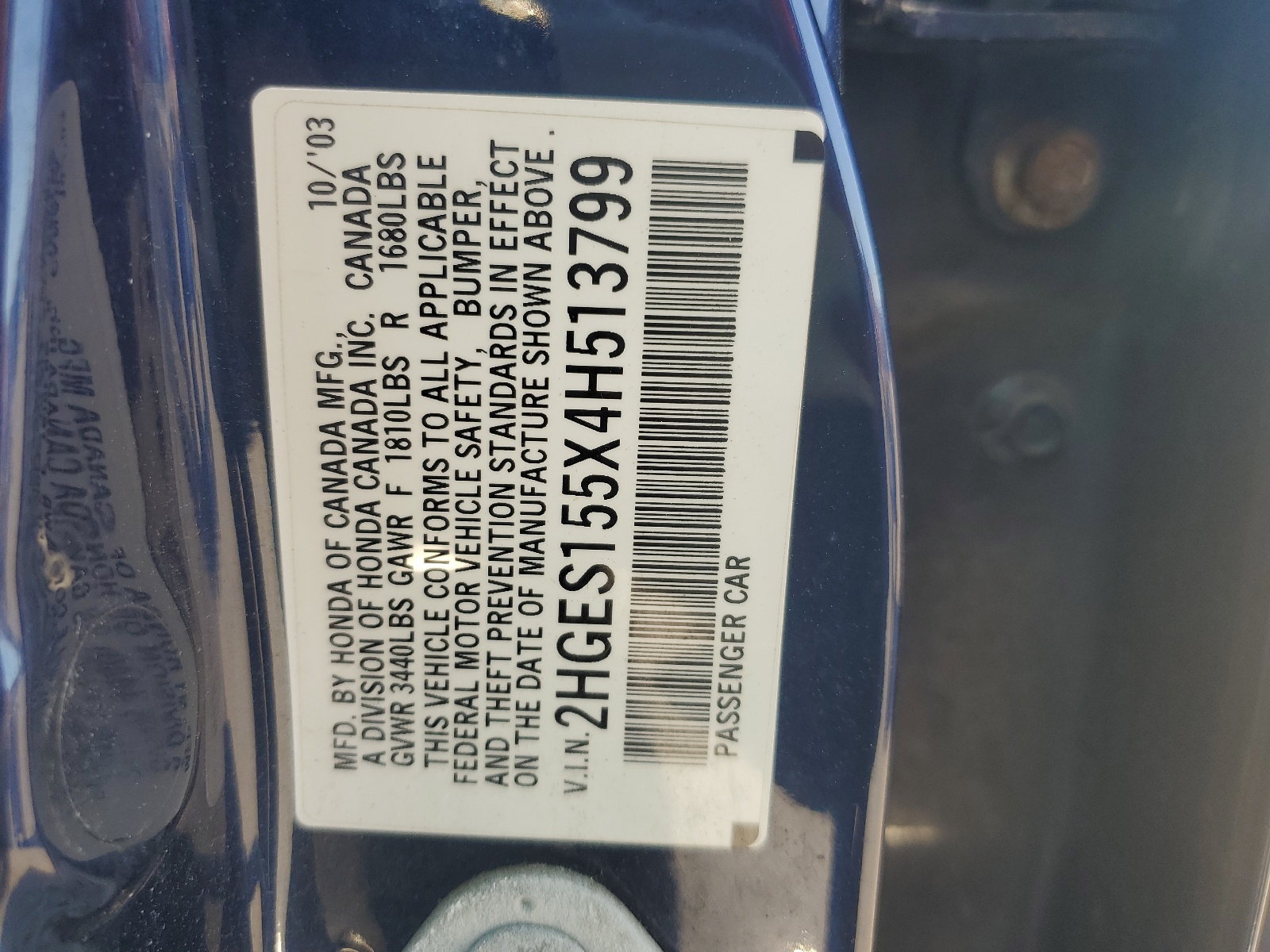 2HGES155X4H513799 2004 Honda Civic Lx