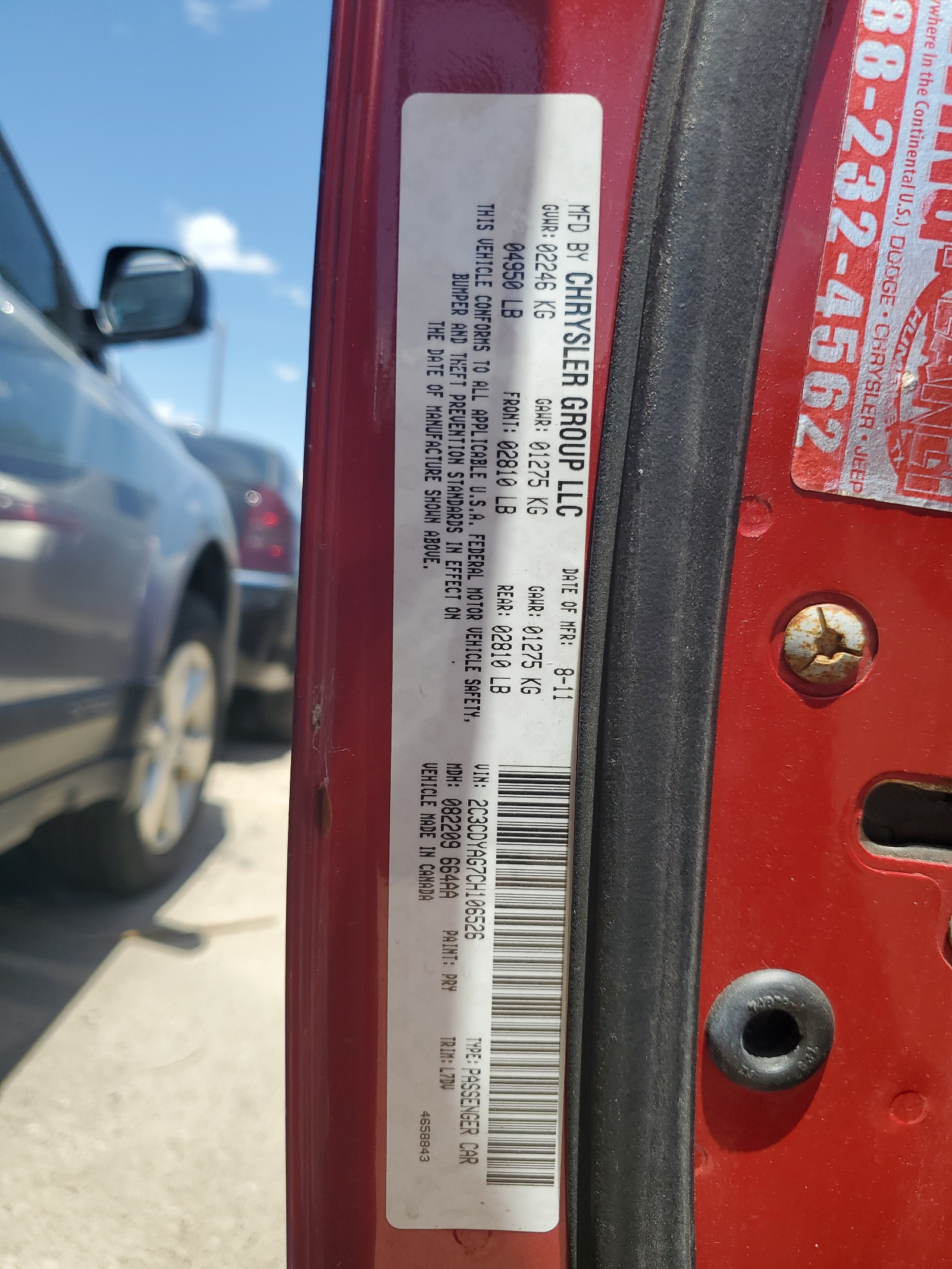 2C3CDYAG7CH106526 2012 Dodge Challenger Sxt