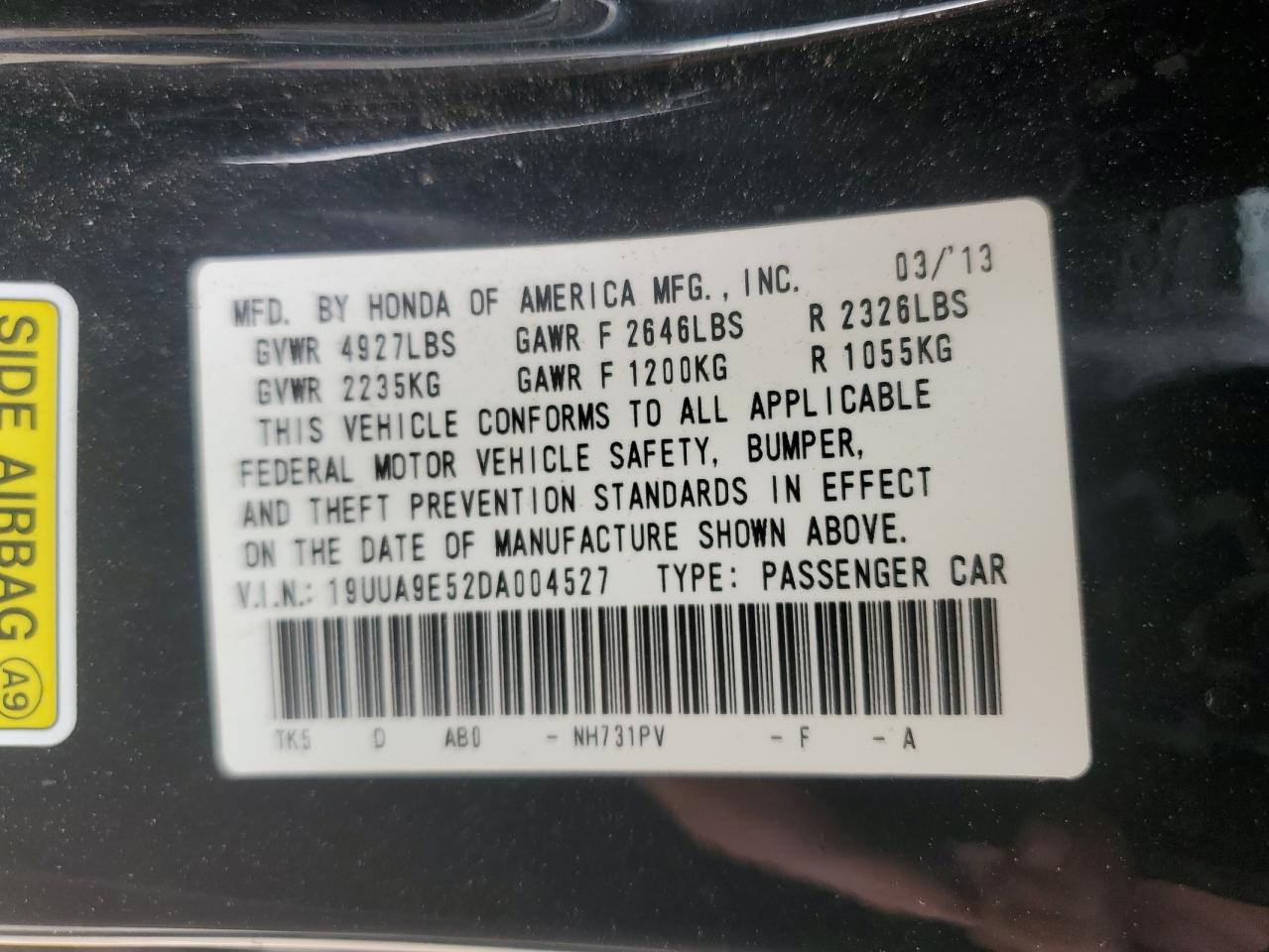 2013 Acura Tl Tech VIN: 19UUA9E52DA004527 Lot: 57357044