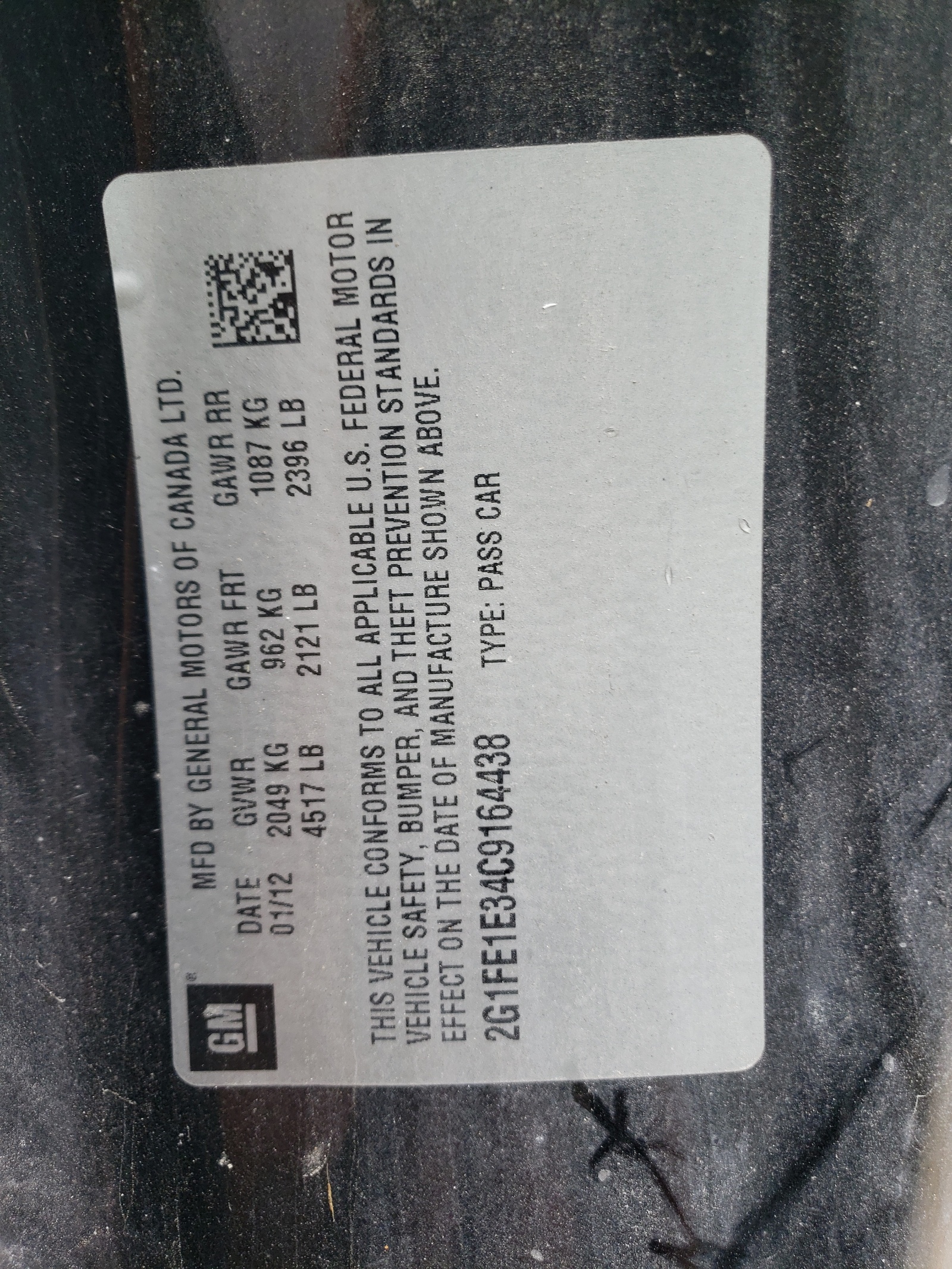 2G1FE1E34C9164438 2012 Chevrolet Camaro Ls