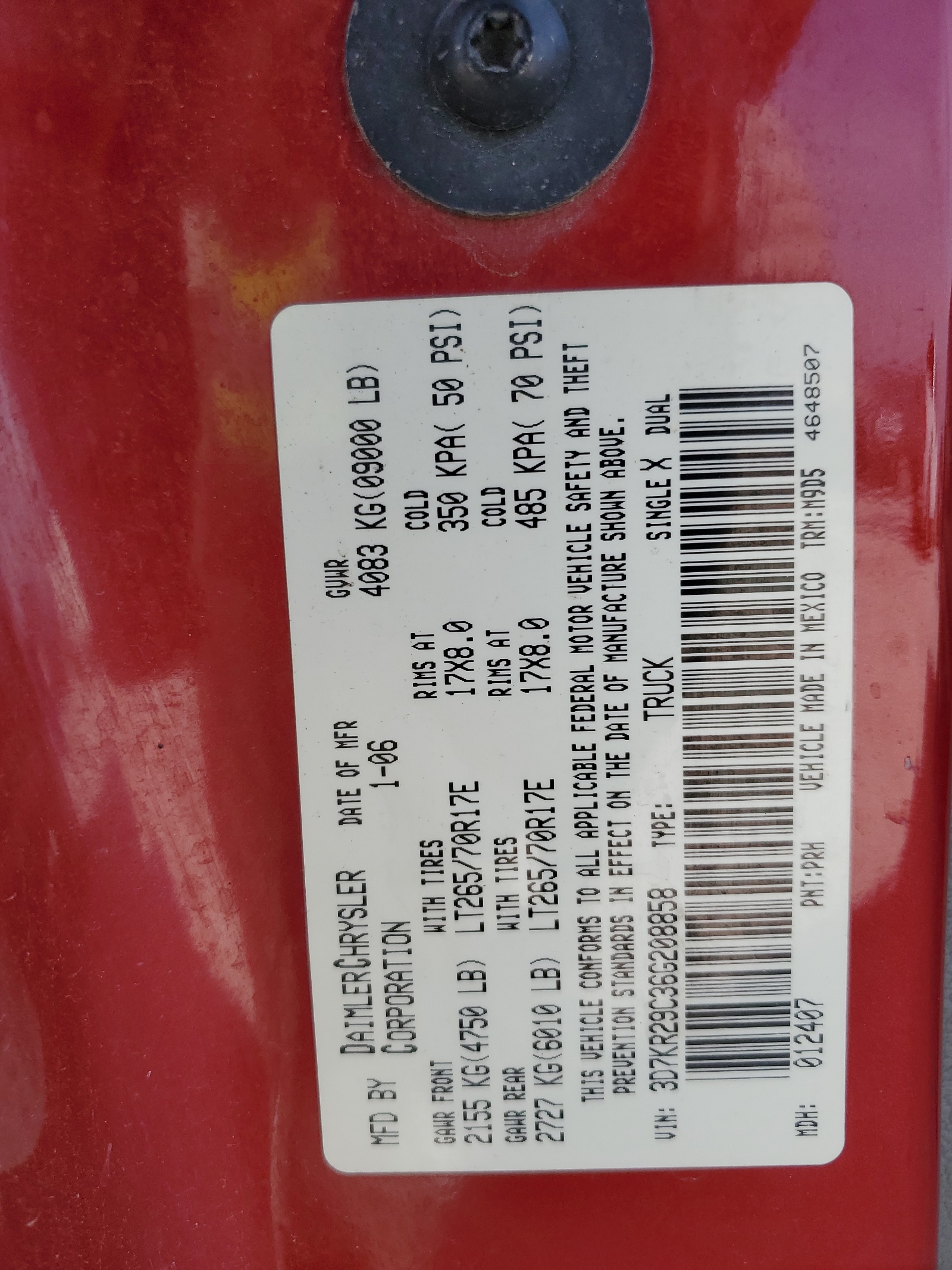 3D7KR29C36G208858 2006 Dodge Ram 2500