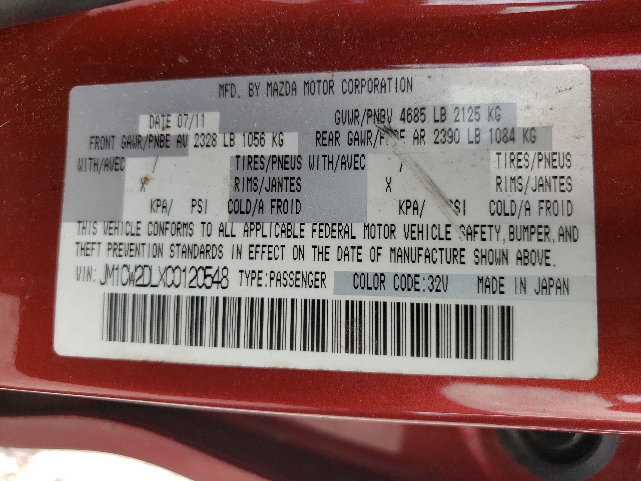 JM1CW2DLXC0120548 2012 Mazda 5