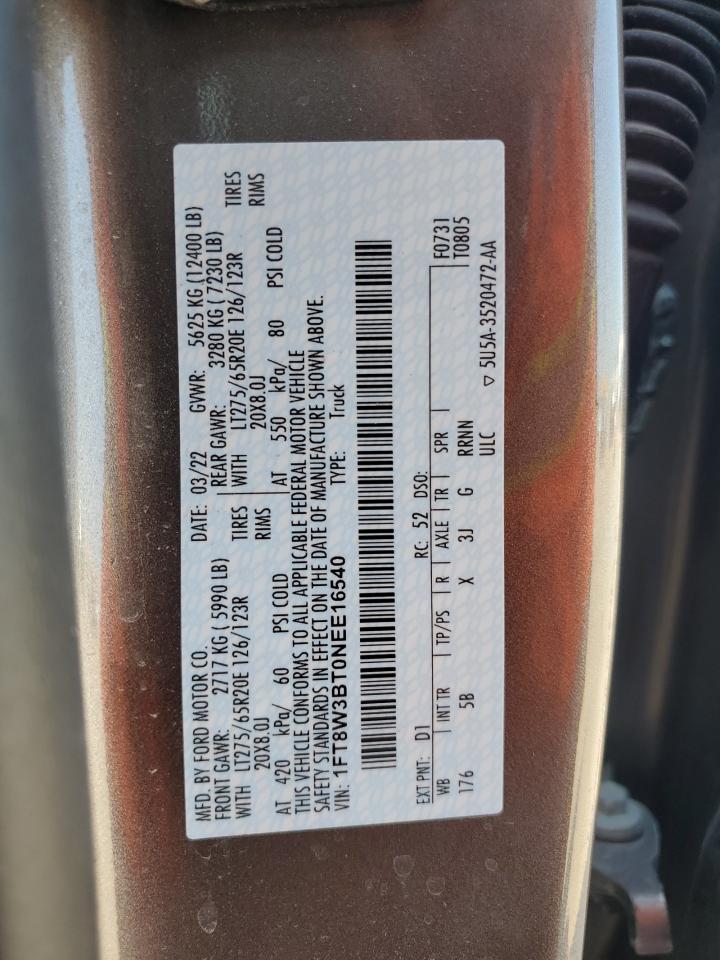 2022 Ford F350 Super Duty VIN: 1FT8W3BT0NEE16540 Lot: 56956974