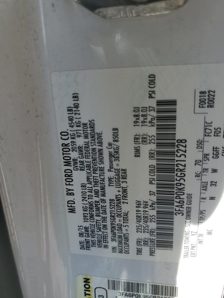 2016 Ford Fusion Titanium VIN: 3FA6P0K95GR215228 Lot: 59670714