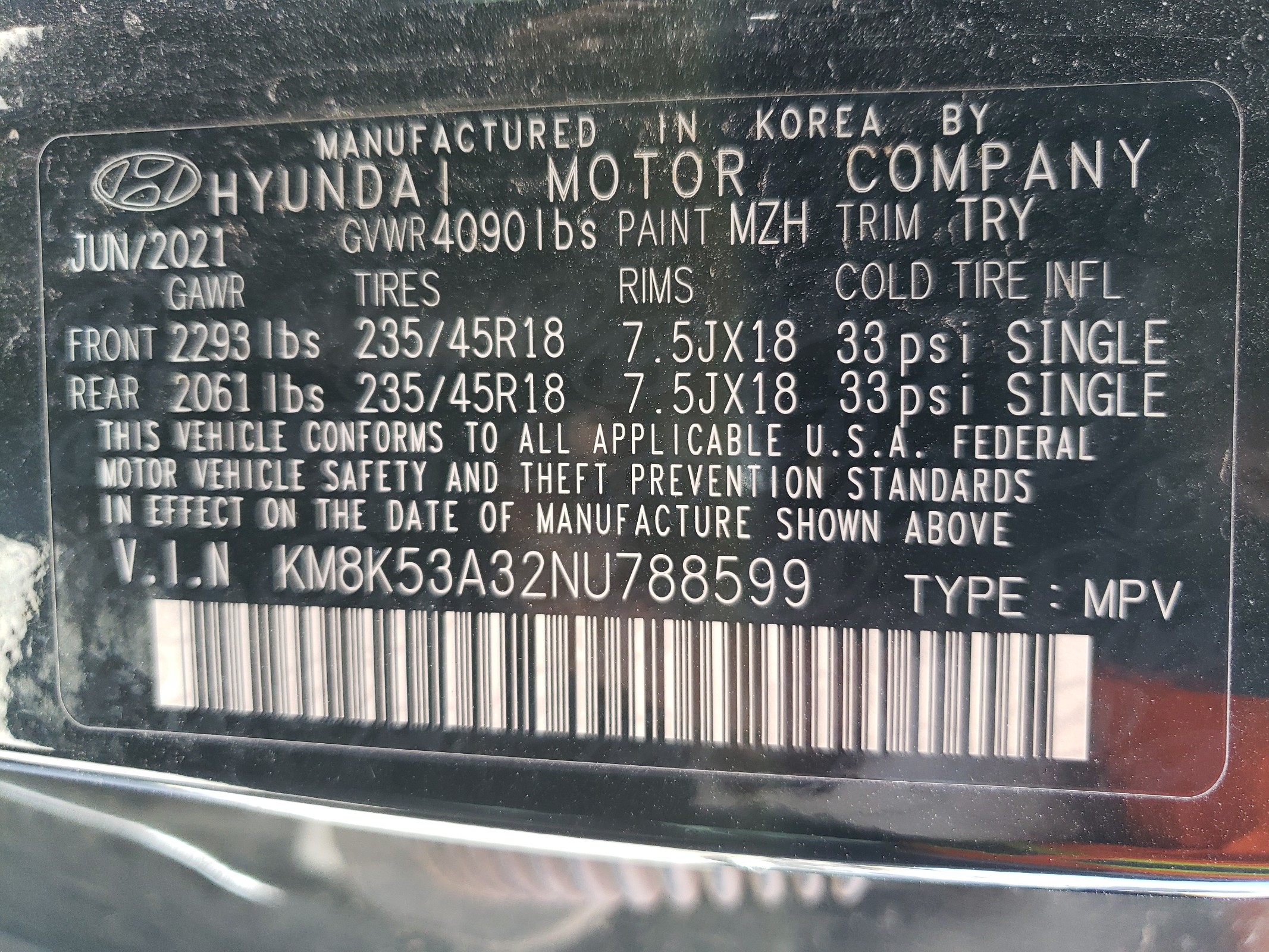 KM8K53A32NU788599 2022 Hyundai Kona Limited