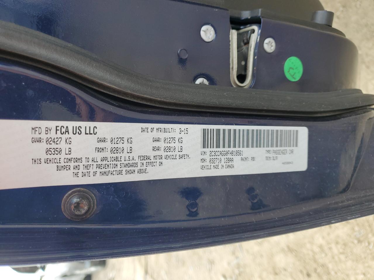 2015 Chrysler 300 S VIN: 2C3CCAGG0FH818561 Lot: 58531804