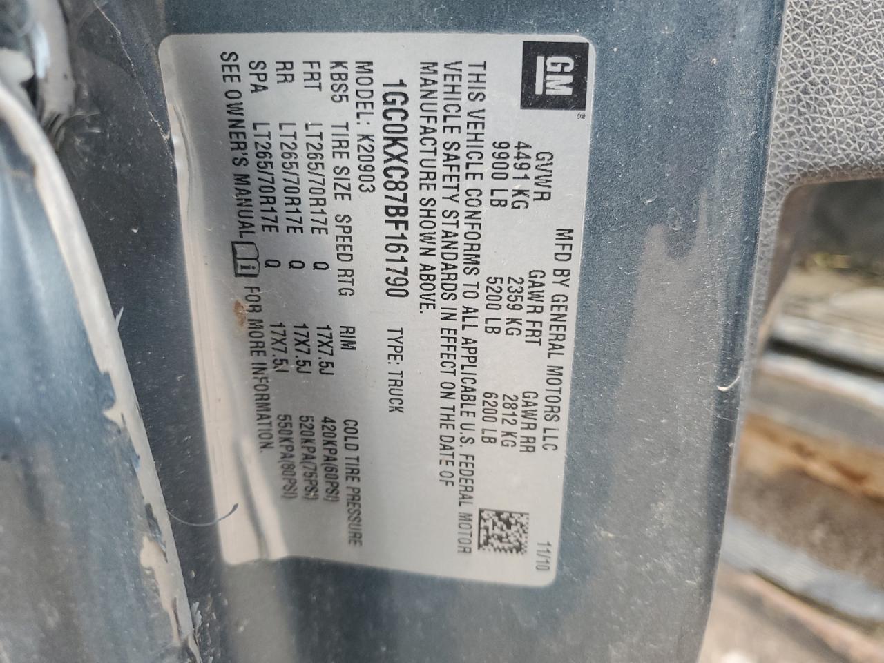 2011 Chevrolet Silverado K2500 Heavy Duty Lt VIN: 1GC0KXC87BF161790 Lot: 58426884