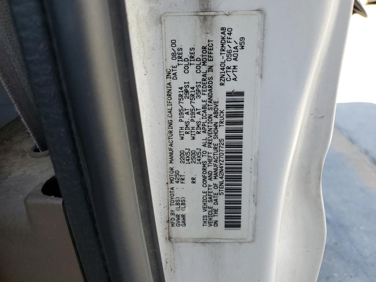 2000 Toyota Tacoma VIN: 5TENL42N4YZ707725 Lot: 58390964