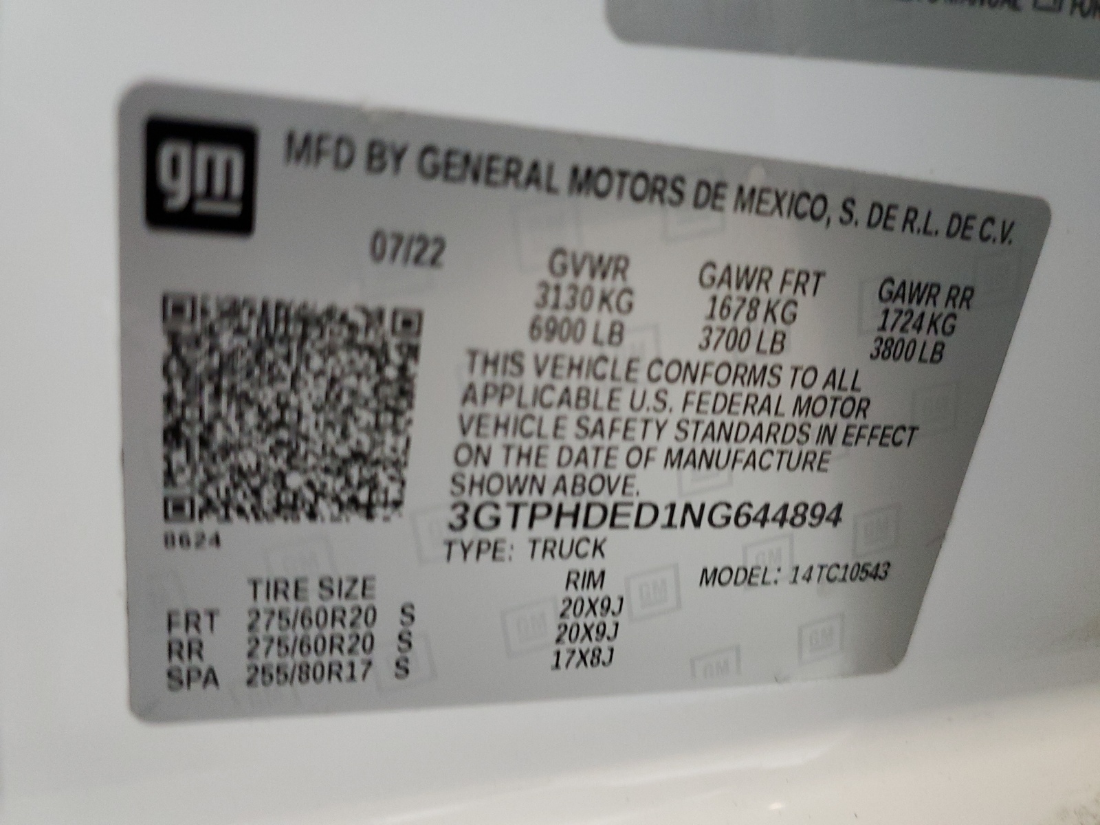 3GTPHDED1NG644894 2022 GMC Sierra C1500 Slt