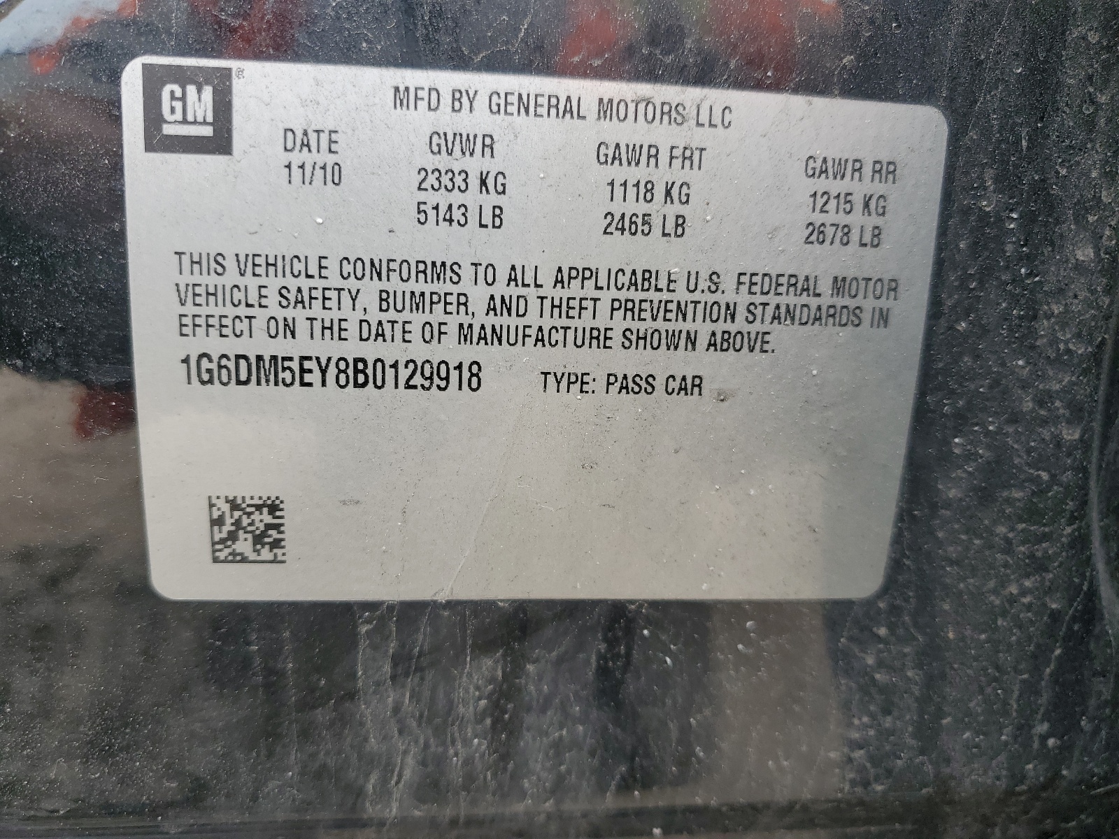 1G6DM5EY8B0129918 2011 Cadillac Cts Performance Collection