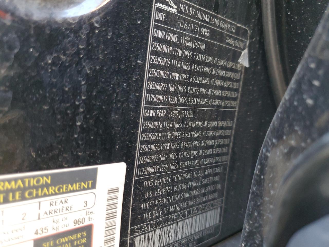 2018 Jaguar F-Pace Premium VIN: SADCJ2FX1JA256058 Lot: 59627594