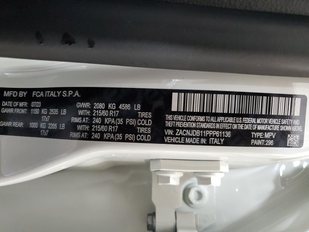 2023 Jeep Renegade Latitude VIN: ZACNJDB11PPP61136 Lot: 60729174