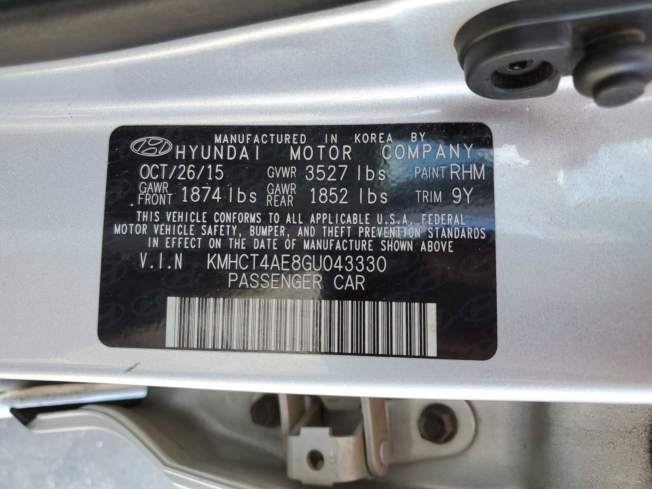 KMHCT4AE8GU043330 2016 Hyundai Accent Se