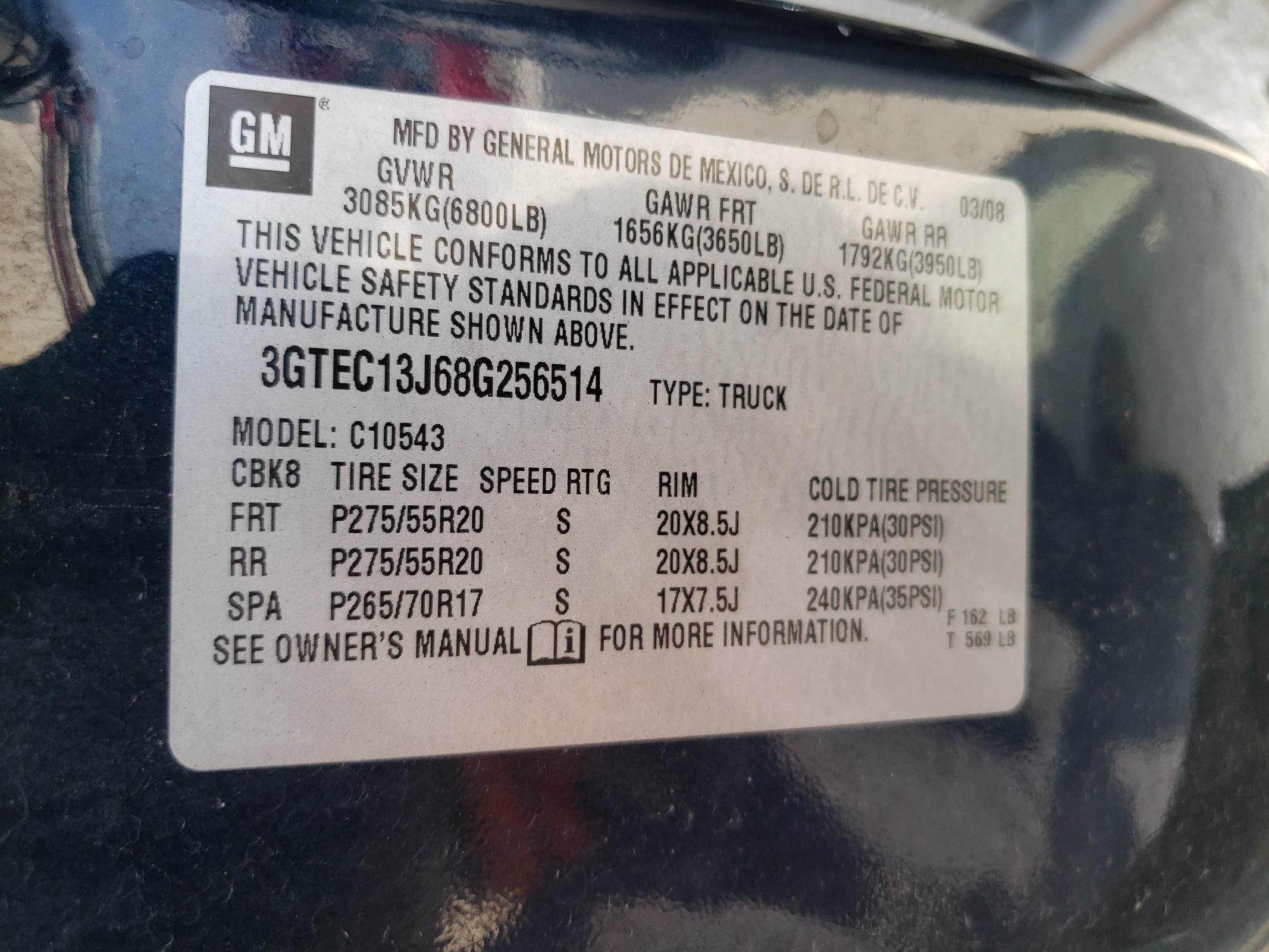 3GTEC13J68G256514 2008 GMC Sierra C1500