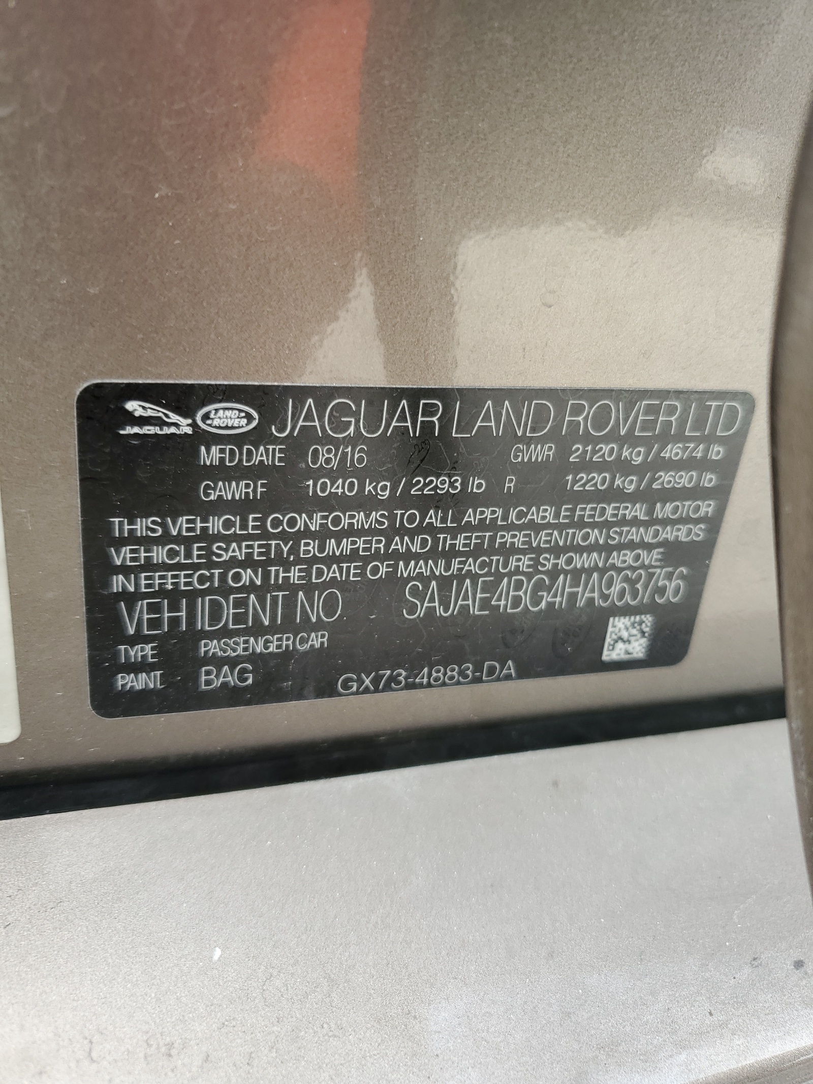 SAJAE4BG4HA963756 2017 Jaguar Xe Prestige