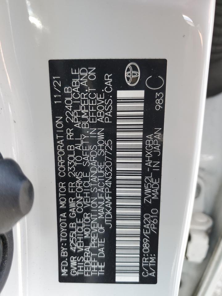 2022 Toyota Prius Prime Le VIN: JTDKAMFP4N3207725 Lot: 60544254