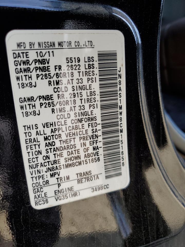 2012 Infiniti Fx35 VIN: JN8AS1MW8CM151656 Lot: 59022644