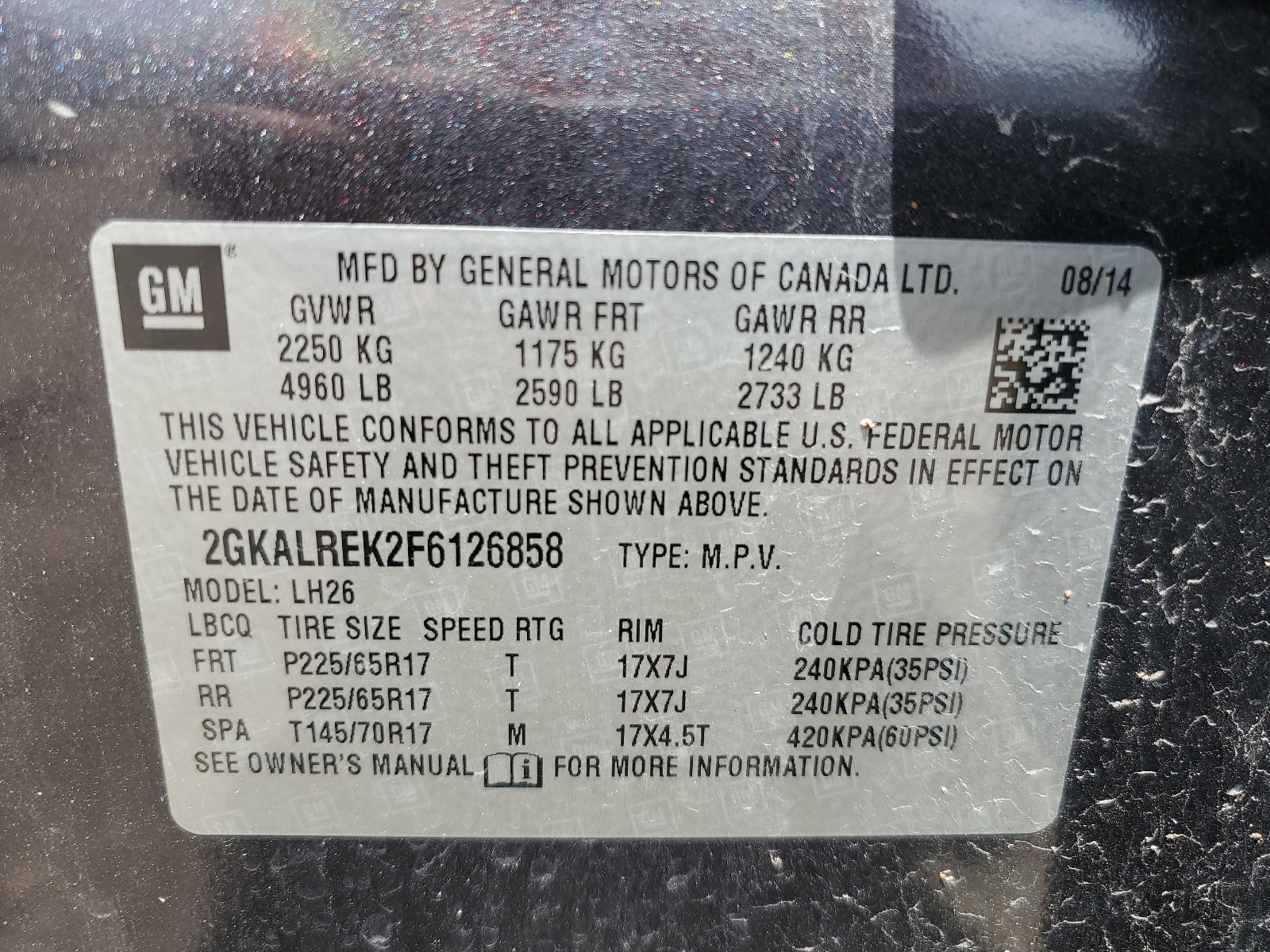 2GKALREK2F6126858 2015 GMC Terrain Sle