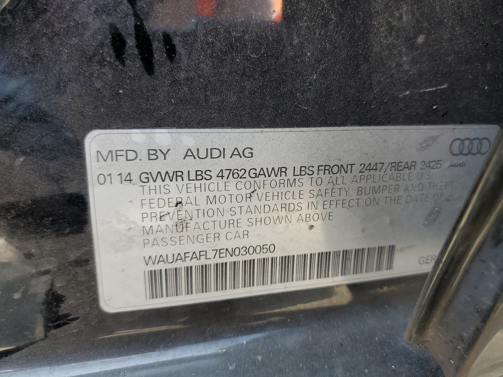 WAUAFAFL7EN030050 2014 Audi A4 Premium