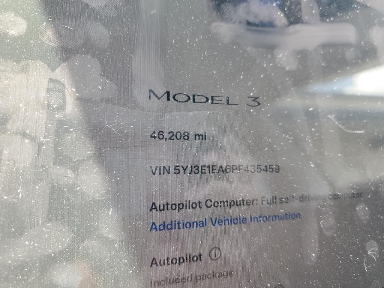 VIN 5YJ3E1EA6PF435459 2023 TESLA MODEL 3 no.9