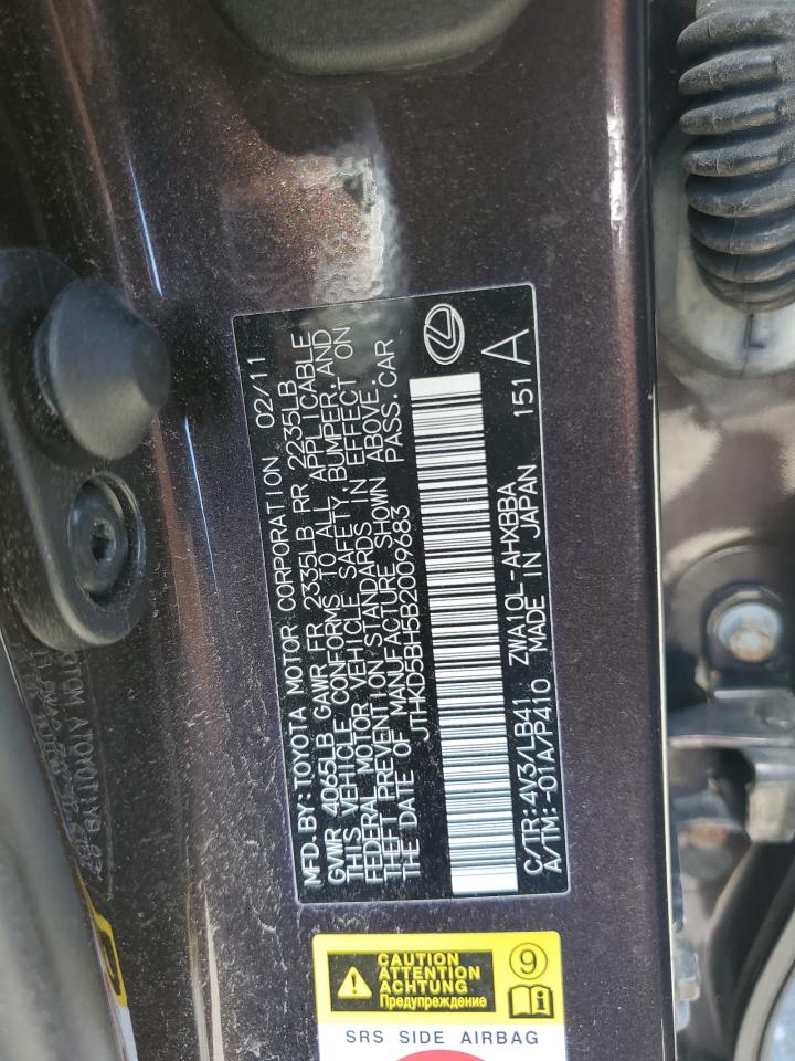 JTHKD5BH5B2009683 2011 Lexus Ct 200