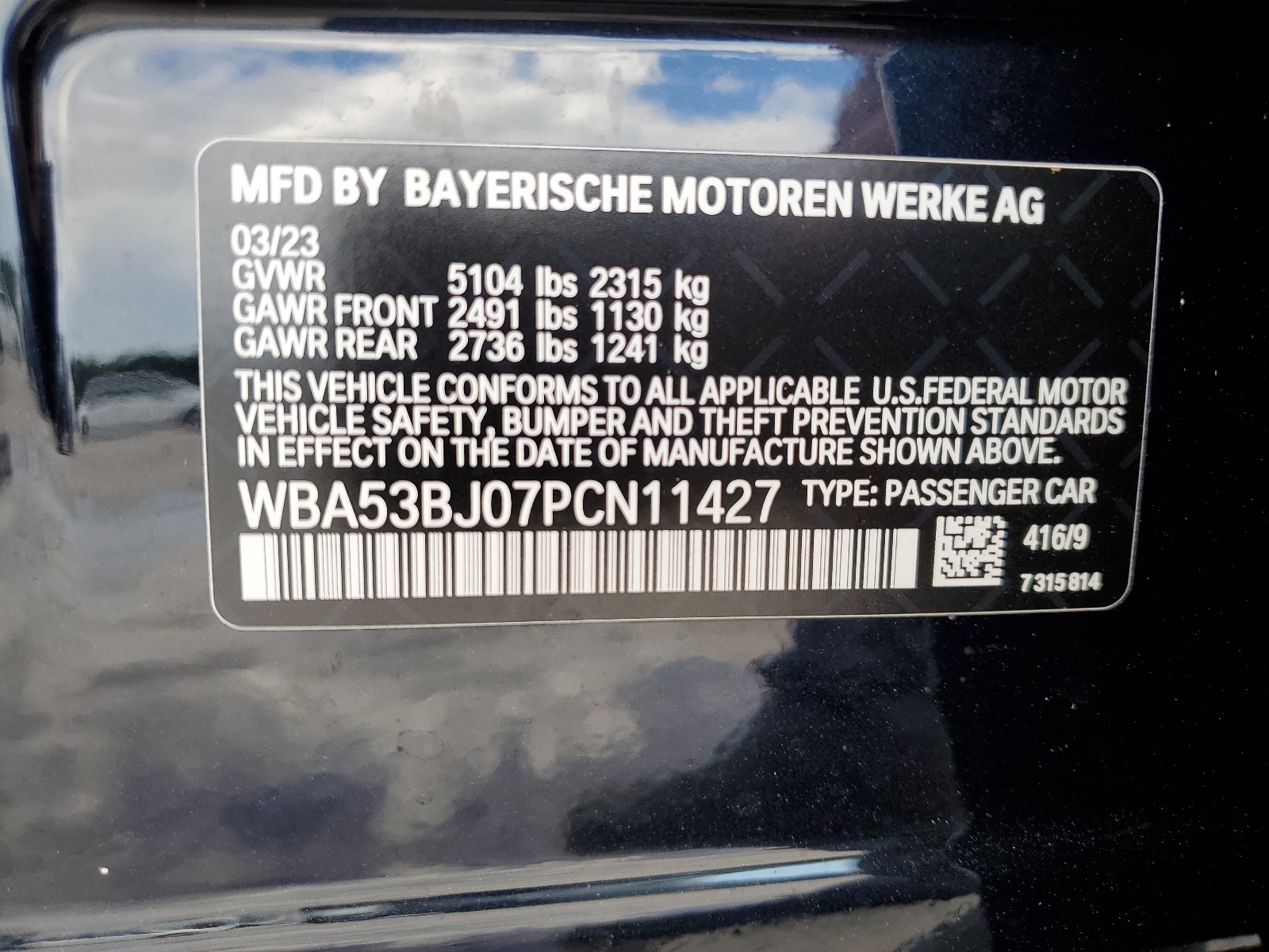 WBA53BJ07PCN11427 2023 BMW 540 I
