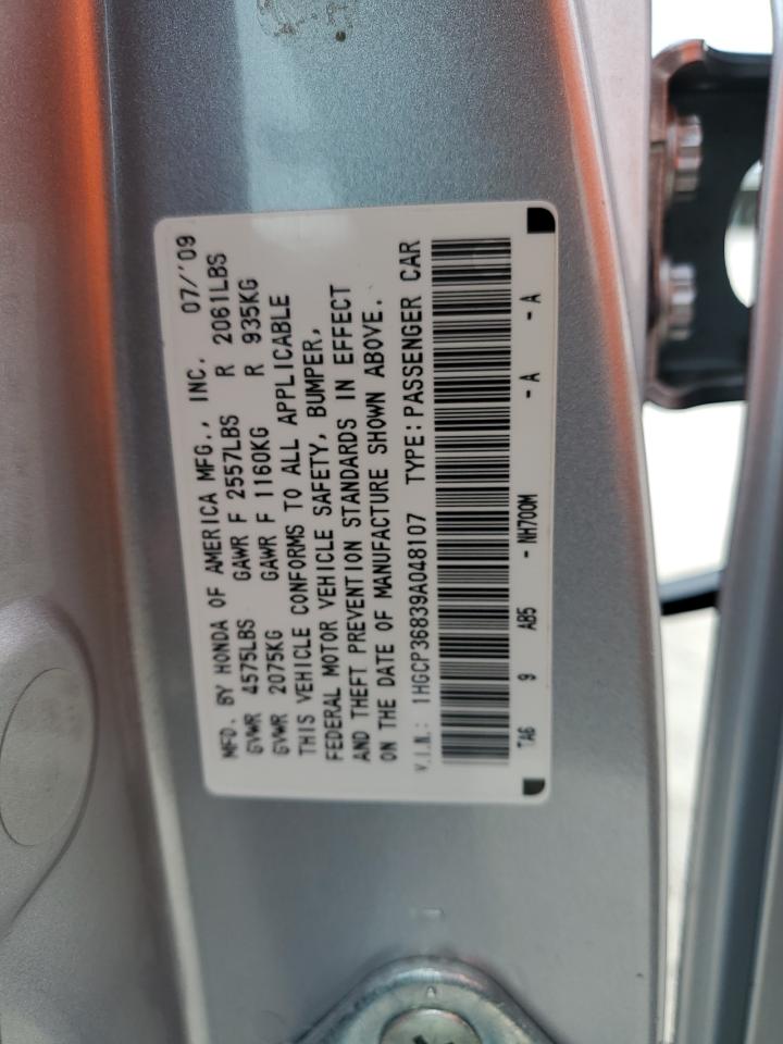 2009 Honda Accord Exl VIN: 1HGCP36839A048107 Lot: 59925944