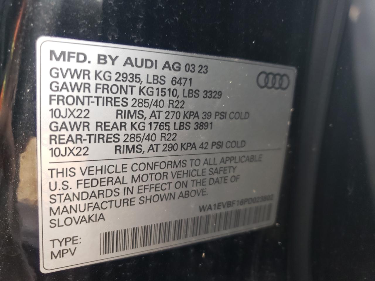 WA1EVBF16PD023802 2023 Audi Q8 Premium Plus S-Line