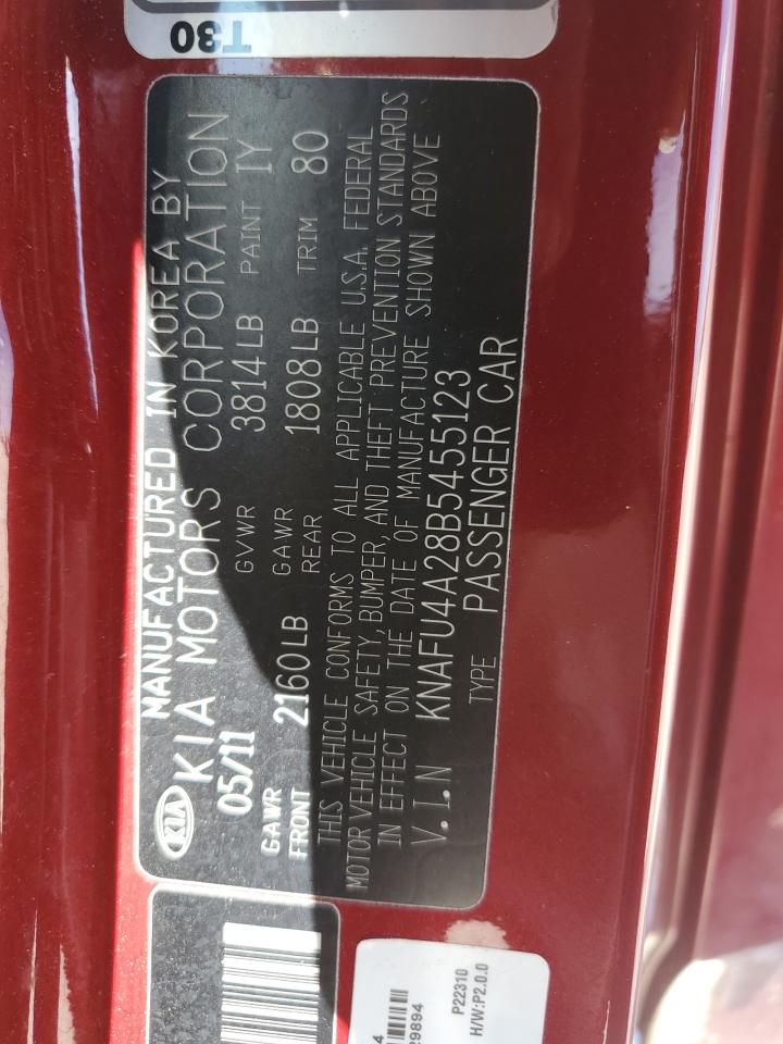 2011 Kia Forte Ex VIN: KNAFU4A28B5455123 Lot: 60917604