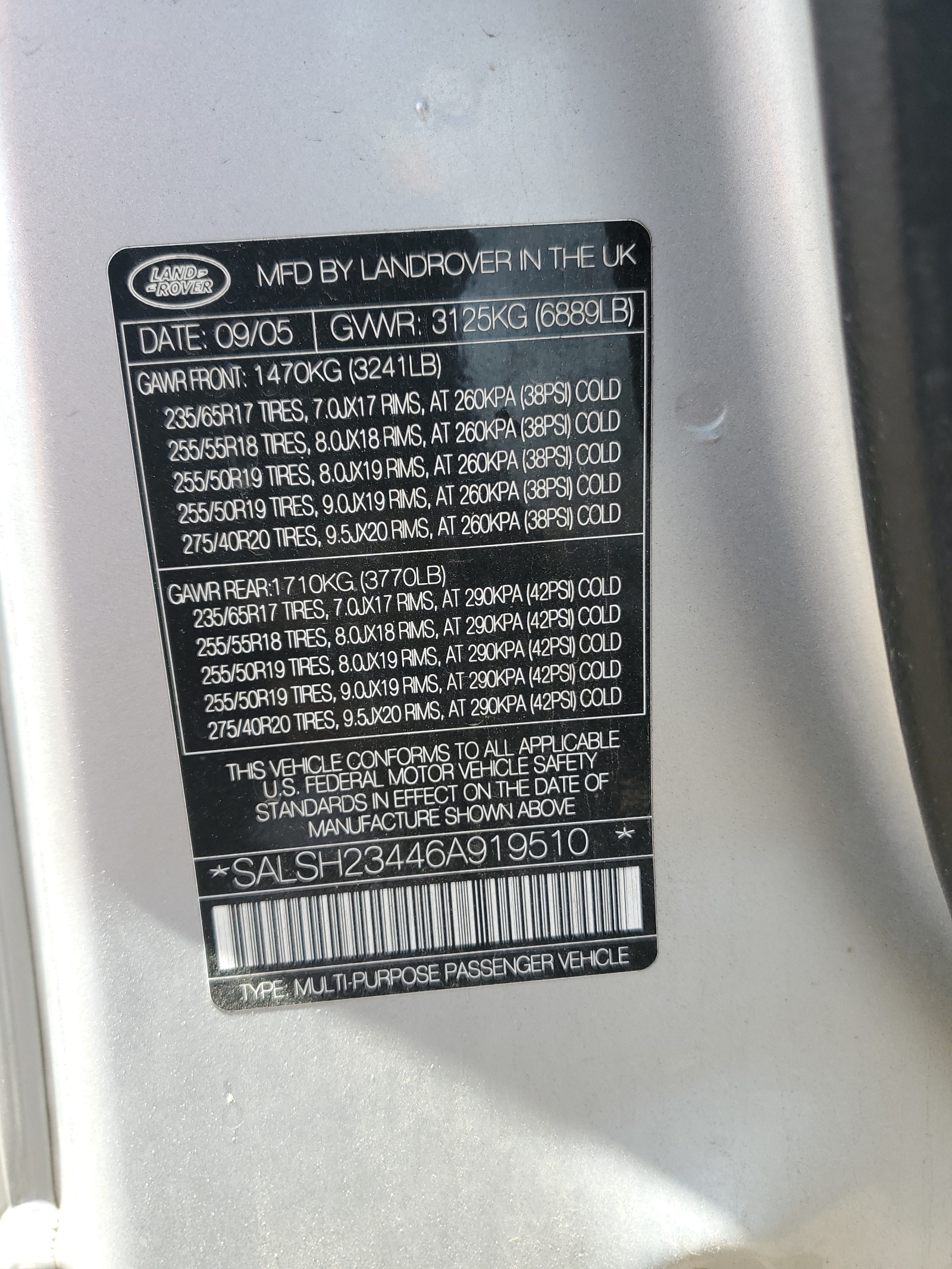 SALSH23446A919510 2006 Land Rover Range Rover Sport Supercharged