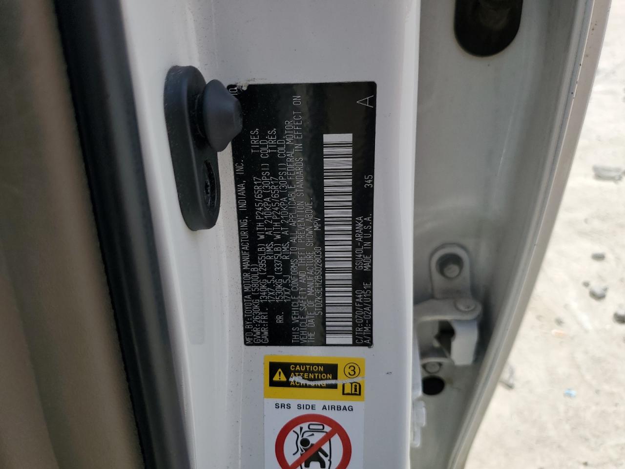 2011 Toyota Highlander Base VIN: 5TDZK3EH2BS028030 Lot: 60533664