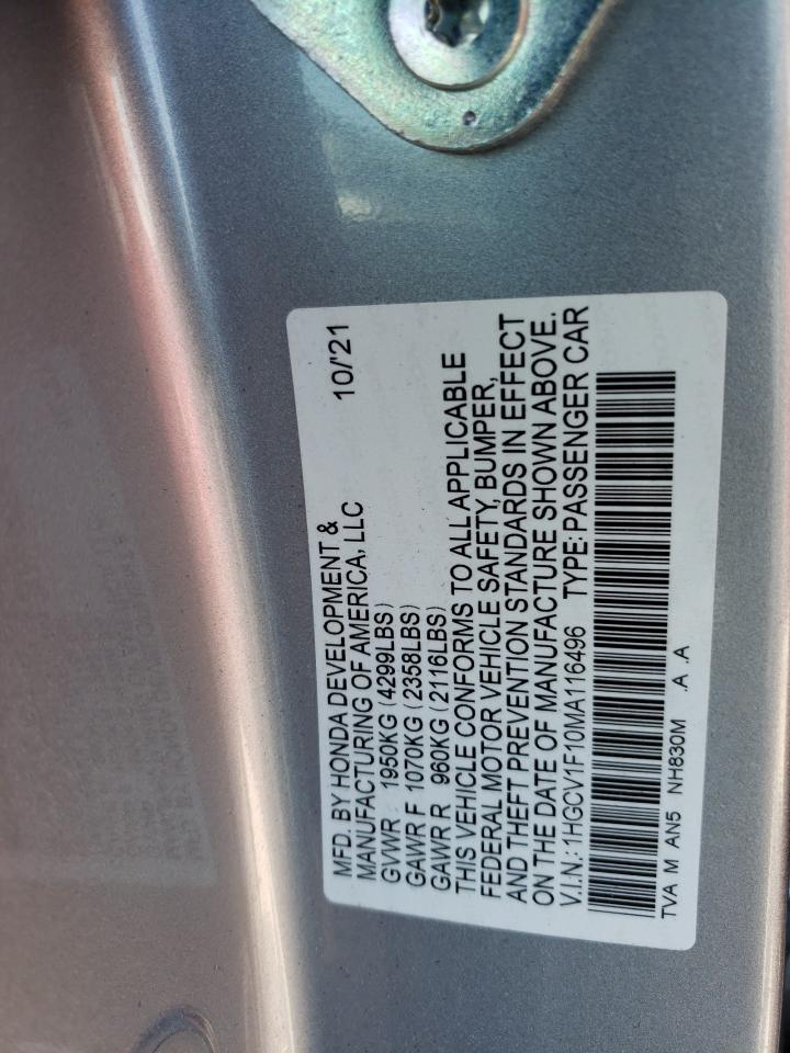 1HGCV1F10MA116496 2021 Honda Accord Lx