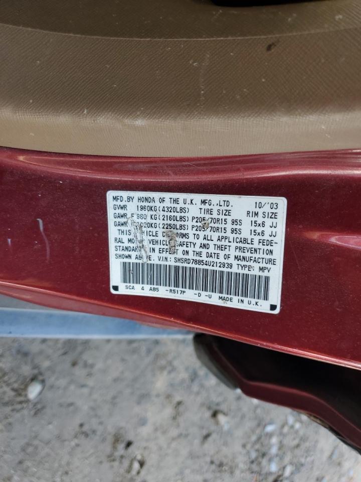 2004 Honda Cr-V Ex VIN: SHSRD78854U212939 Lot: 59797294