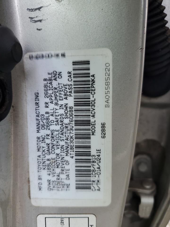 4T1BE30K73U760688 2003 Toyota Camry Le