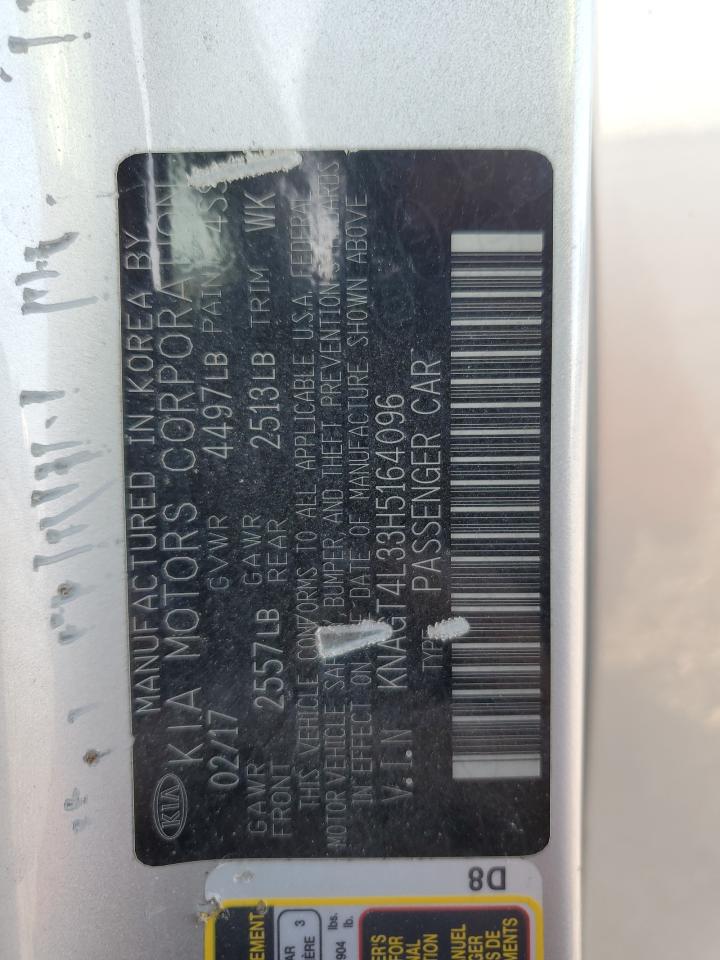 2017 Kia Optima Lx VIN: KNAGT4L33H5164096 Lot: 59545624