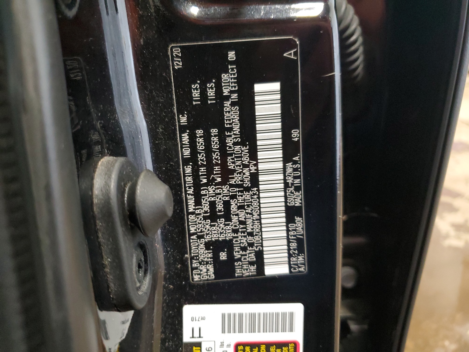 5TDBZRBH1MS080434 2021 Toyota Highlander L