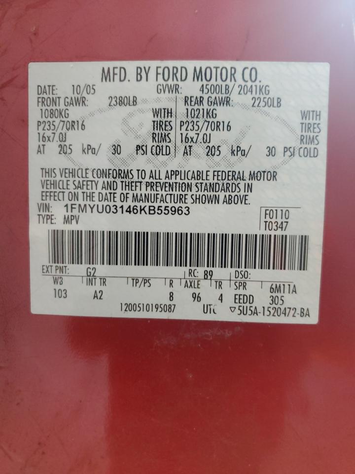 1FMYU03146KB55963 2006 Ford Escape Xlt