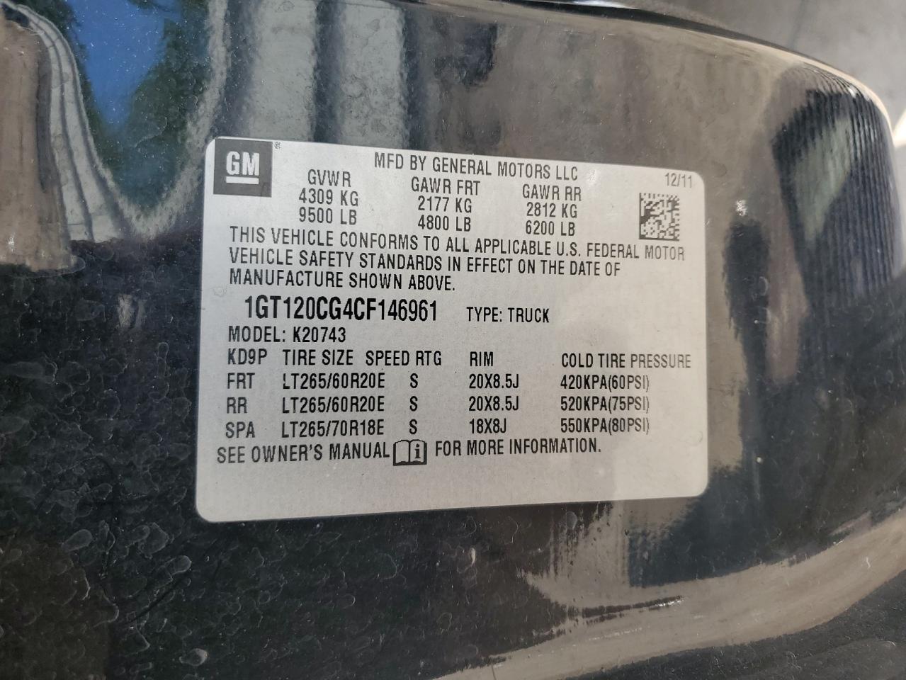 2012 GMC Sierra K2500 Sle VIN: 1GT120CG4CF146961 Lot: 60322964