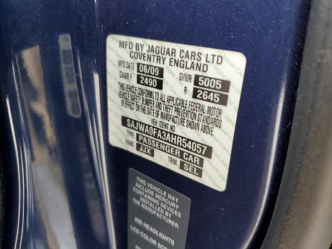2010 Jaguar Xf Luxury VIN: SAJWA0FA3AHR54057 Lot: 57718104