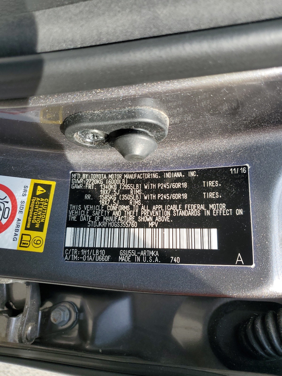 5TDJKRFH0GS355760 2016 Toyota Highlander Xle