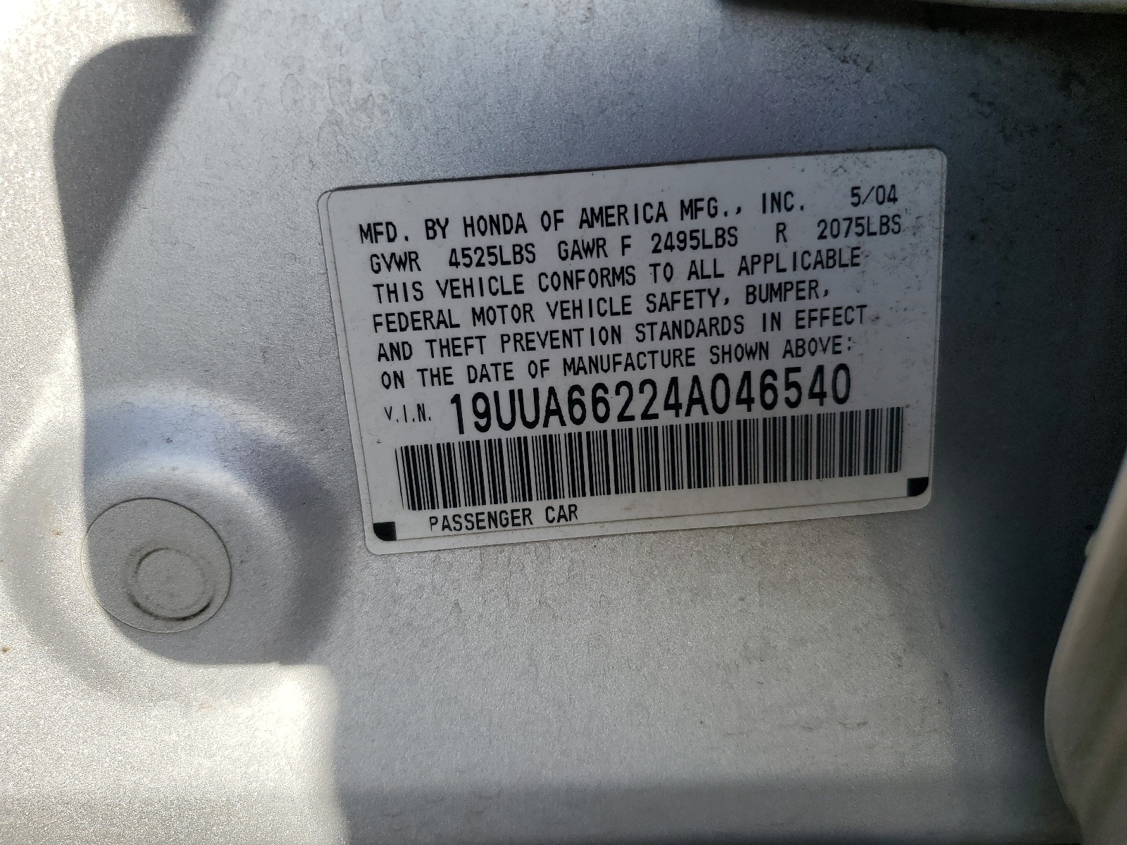 19UUA66224A046540 2004 Acura Tl