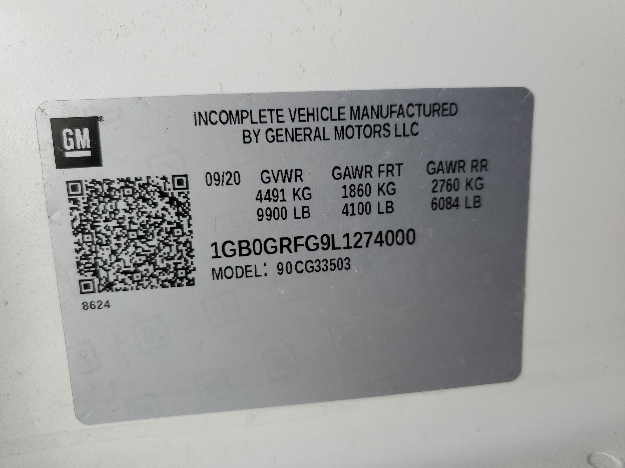 1GB0GRFG9L1274000 2020 Chevrolet Express G3500