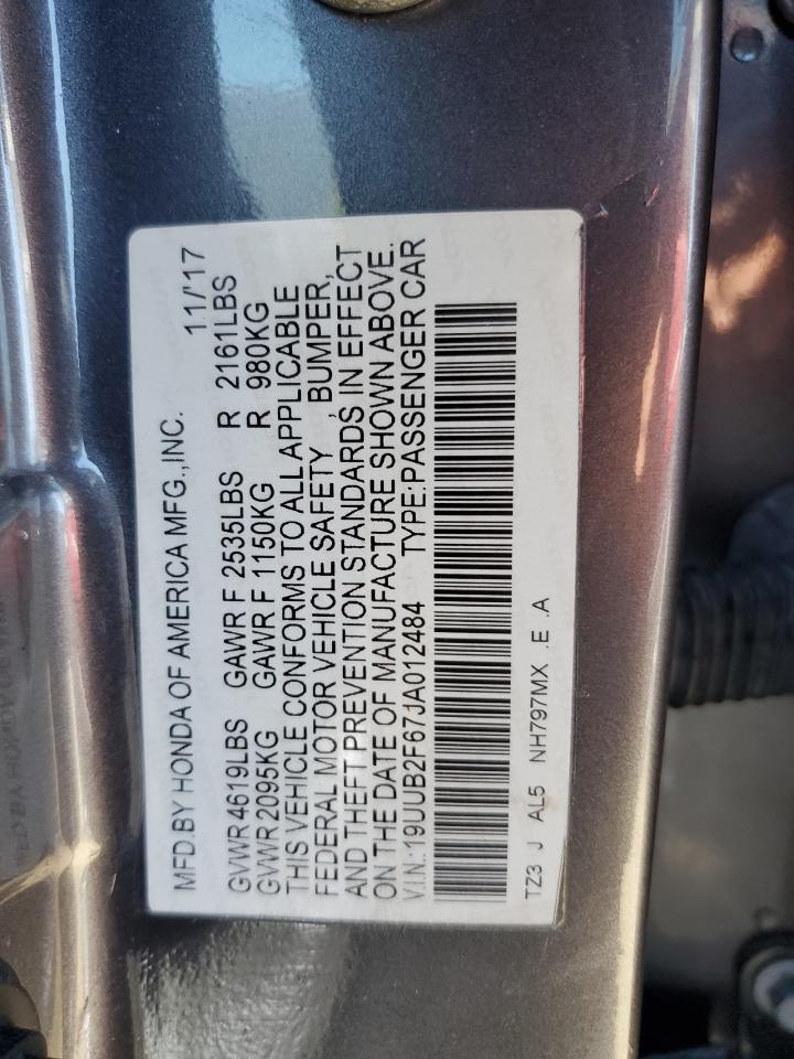 19UUB2F67JA012484 2018 Acura Tlx Tech+A